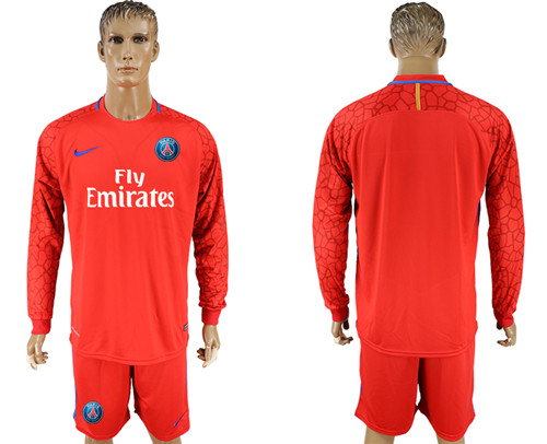 2017 18 Paris Saint Germain Red Goalkeeper Long Sleeve Soccer Jersey