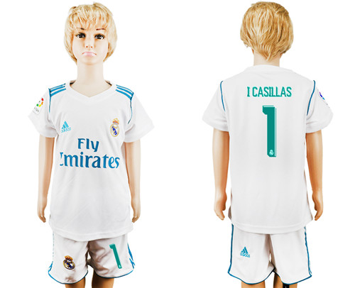2017 18 Real Madrid 1 I CASILLAS Home Youth Soccer Jersey