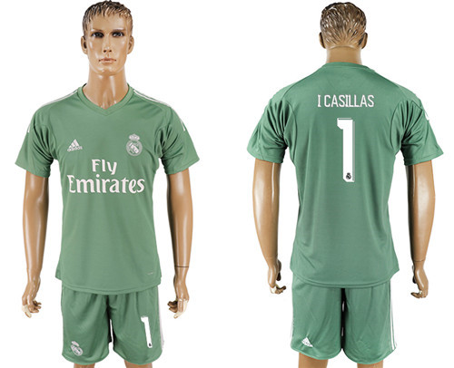 2017 18 Real Madrid 1 ICASILLAS Green Goalkeeper Soccer Jersey