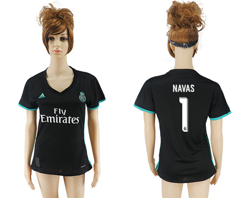 2017 18 Real Madrid 1 NAVAS Away Women Soccer Jersey
