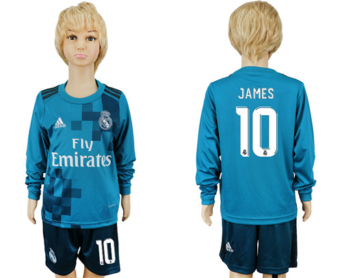 2017 18 Real Madrid 10 JAMES Third Away Youth Long Sleeve Soccer Jersey