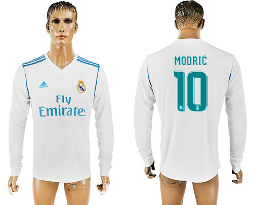 2017 18 Real Madrid 10 MODRIC Home Long Sleeve Thailand Soccer Jersey