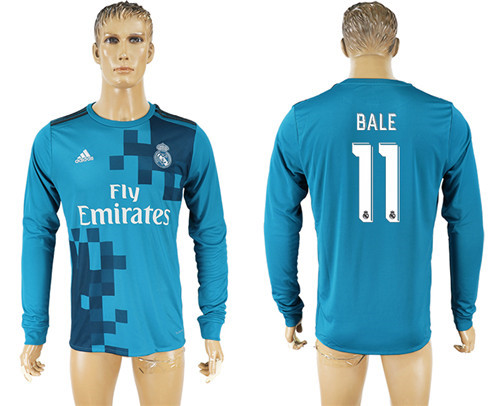 2017 18 Real Madrid 11 BALE Third Away Long Sleeve Thailand Soccer Jersey