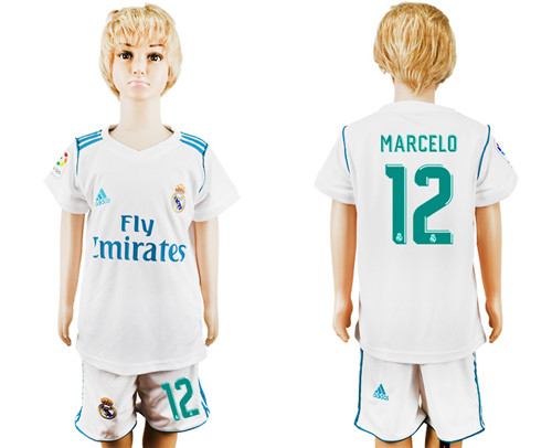 2017 18 Real Madrid 12 MARCELO Home Youth Soccer Jersey