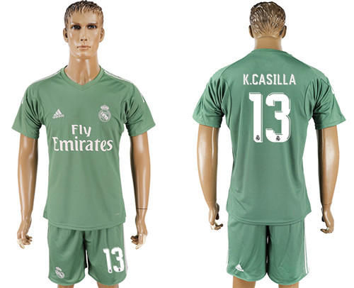 2017 18 Real Madrid 13 K. CASILLA Green Goalkeeper Soccer Jersey