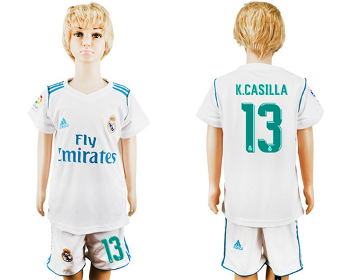2017 18 Real Madrid 13 K.CASILLA Home Youth Soccer Jersey