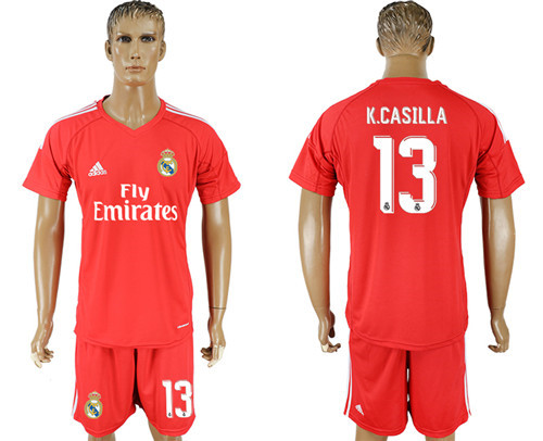 2017 18 Real Madrid 13 K.CASILLA Red Goalkeeper Soccer Jersey