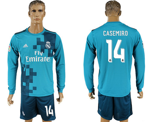 2017 18 Real Madrid 14 CASEMIRO Away Long Sleeve Soccer Jersey