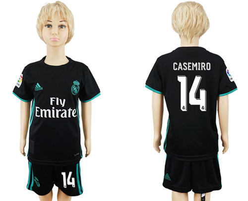 2017 18 Real Madrid 14 CASEMIRO Away Youth Soccer Jersey