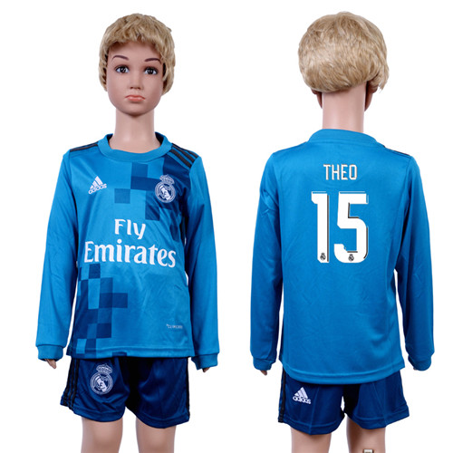 2017 18 Real Madrid 15 THEO Third Away Youth Long Sleeve Soccer Jersey