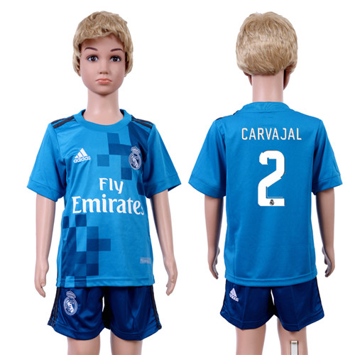2017 18 Real Madrid 2 CARVAJAL Third Away Youth Soccer Jersey