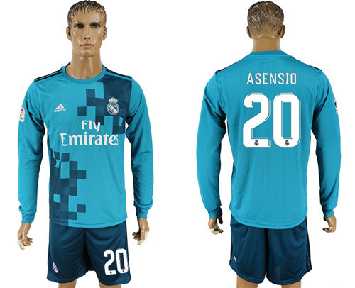 2017 18 Real Madrid 20 ASENSIO Away Long Sleeve Soccer Jersey