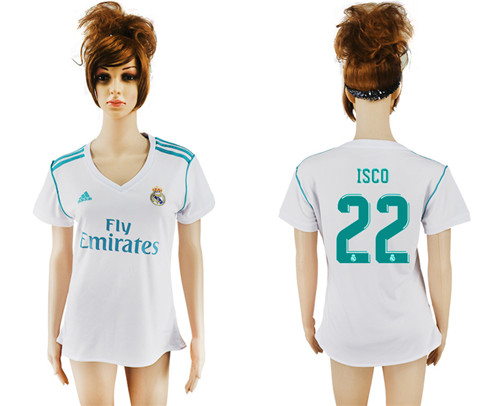 2017 18 Real Madrid 22 ISCO Home Women Soccer Jersey