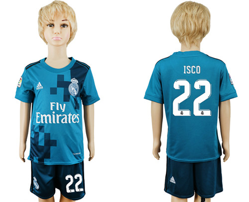 2017 18 Real Madrid 22 ISCO Third Away Youth Soccer Jersey