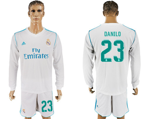 2017 18 Real Madrid 23 DANILO Home Long Sleeve Soccer Jersey