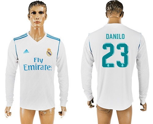 2017 18 Real Madrid 23 DANILO Home Long Sleeve Thailand Soccer Jersey