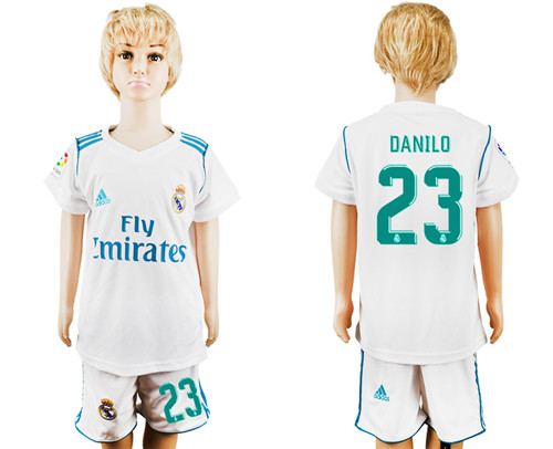 2017 18 Real Madrid 23 DANILO Home Youth Soccer Jersey