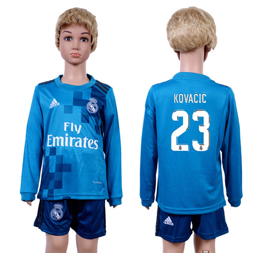 2017 18 Real Madrid 23 KOVACIC Third Away Youth Long Sleeve Soccer Jersey