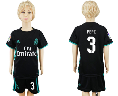 2017 18 Real Madrid 3 PEPE Away Youth Soccer Jersey