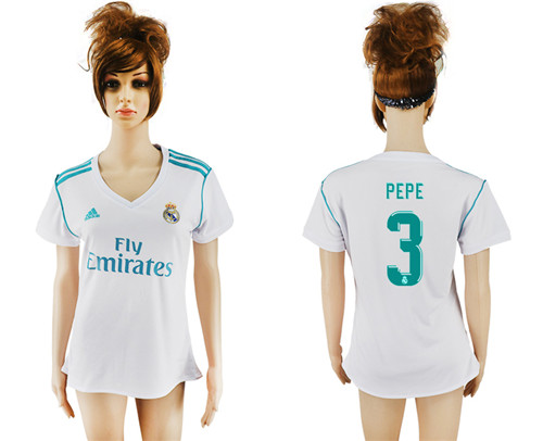 2017 18 Real Madrid 3 PEPE Home Women Soccer Jersey