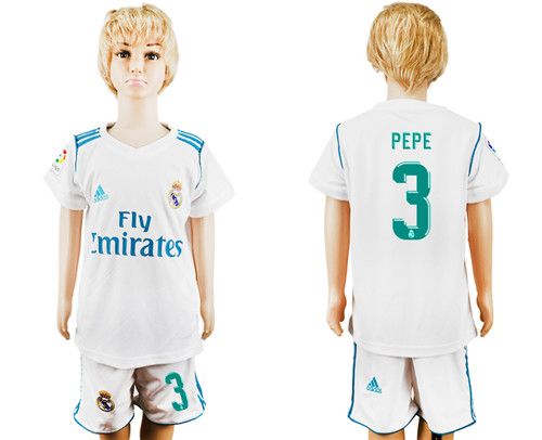 2017 18 Real Madrid 3 PEPE Home Youth Soccer Jersey