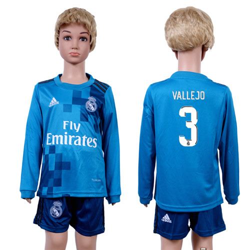 2017 18 Real Madrid 3 VALLEJO Third Away Youth Long Sleeve Soccer Jersey