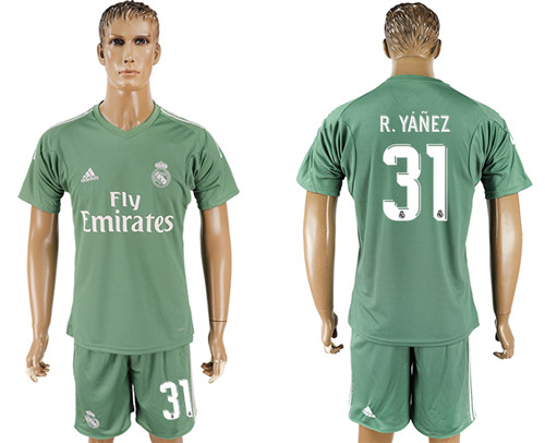2017 18 Real Madrid 31 R. YANEZ Green Goalkeeper Soccer Jersey