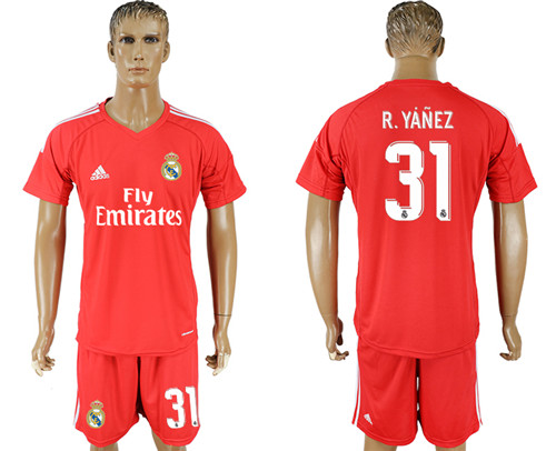 2017 18 Real Madrid 31 R.YANEZ Red Goalkeeper Soccer Jersey