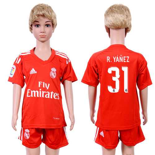 2017 18 Real Madrid 31 R.YANEZ Red Goalkeeper Youth Soccer Jersey