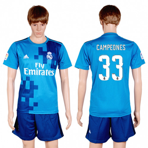 2017 18 Real Madrid 33 CAMPEONES Third Away Soccer Jersey