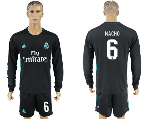 2017 18 Real Madrid 6 NACHO Away Long Soccer Jersey