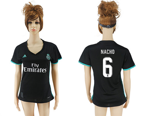 2017 18 Real Madrid 6 NACHO Away Women Soccer Jersey