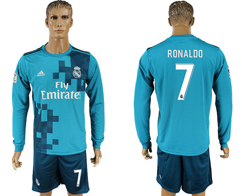 2017 18 Real Madrid 7 RONALDO Away Long Sleeve Soccer Jersey