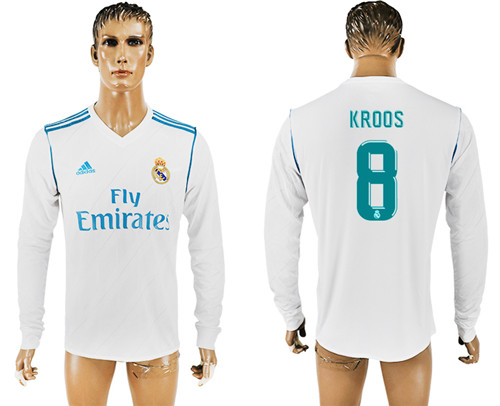 2017 18 Real Madrid 8 KROOS Home Long Sleeve Thailand Soccer Jersey