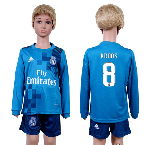 2017 18 Real Madrid 8 KROOS Third Away Youth Long Sleeve Soccer Jersey