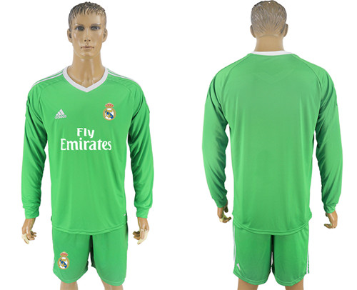 2017 18 Real Madrid Green Long Sleeve Goalkeeper Soccer Jersey