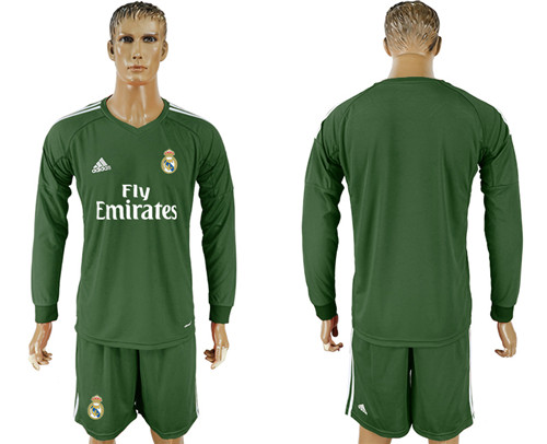2017 18 Real Madrid Military Green Long Sleeve Goalkeeper Soccer Jersey
