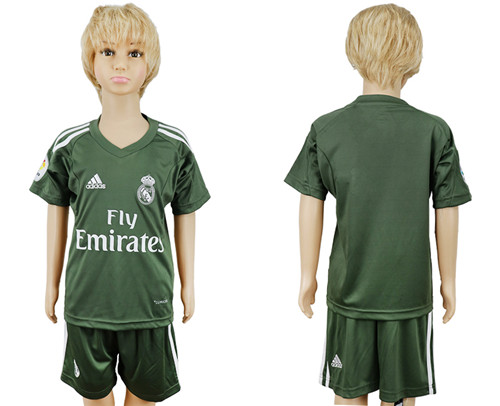 2017 18 Real Madrid Military Green Youth Goalkeeper Soccer Jersey