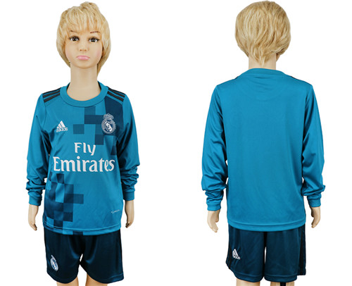 2017 18 Real Madrid Third Away Youth Long Sleeve Soccer Jersey