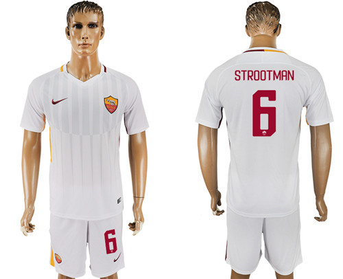 2017 18 Roma 6 STROOTMAN Away Soccer Jersey