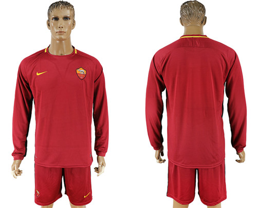 2017 18 Roma Home Long Sleeve Soccer Jersey