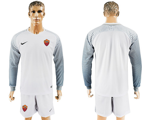 2017 18 Roma White Long Sleeve Goalkeeper Soccer Jersey