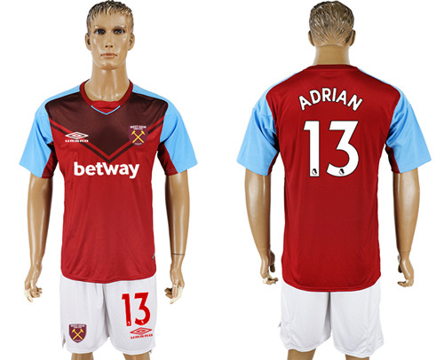2017 18 West Ham United 13 ADRIAN Home Soccer Jersey