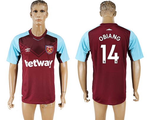2017 18 West Ham United 14 OBIANG Home Thailand Soccer Jersey