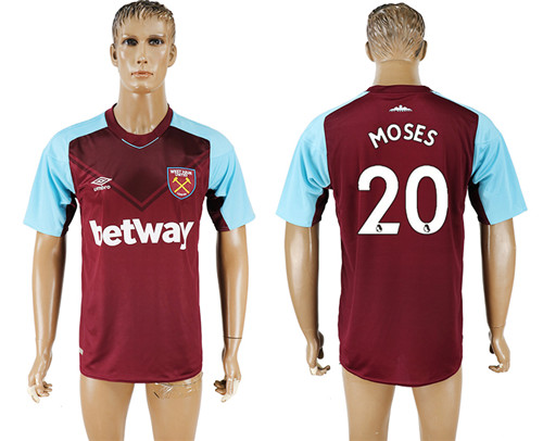 2017 18 West Ham United 20 MOSES Home Thailand Soccer Jersey