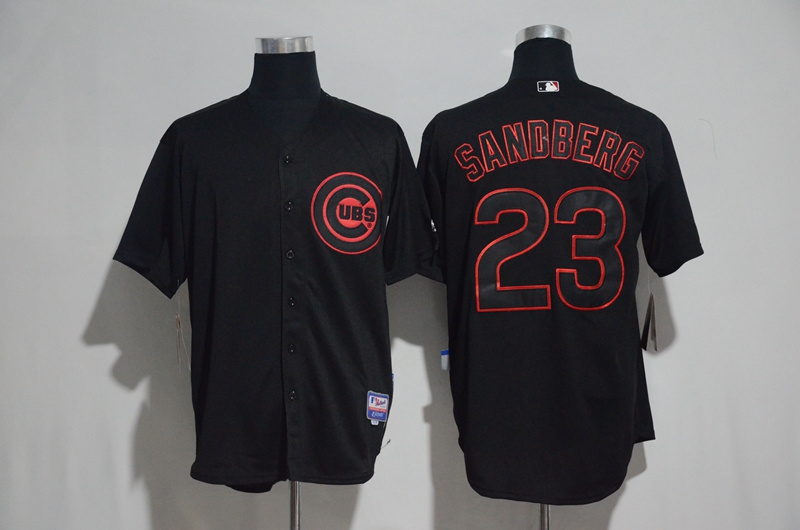 2017 Chicago Cubs Mens Jerseys 23 Ryne Sandberg Black Cool Base Baseball Jersey