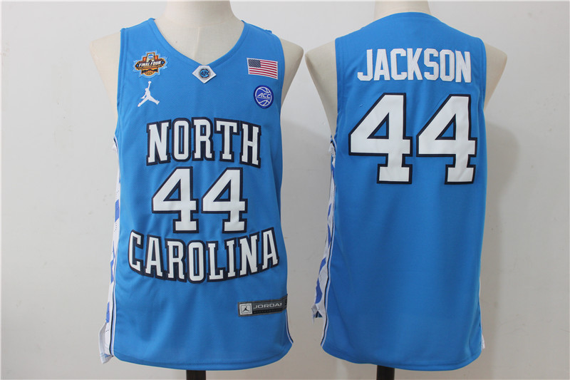 2017 NCAA Champions Patch North Carolina 44 Justin Jackson Blue Basketball Stitched NCAA Champions Jersey