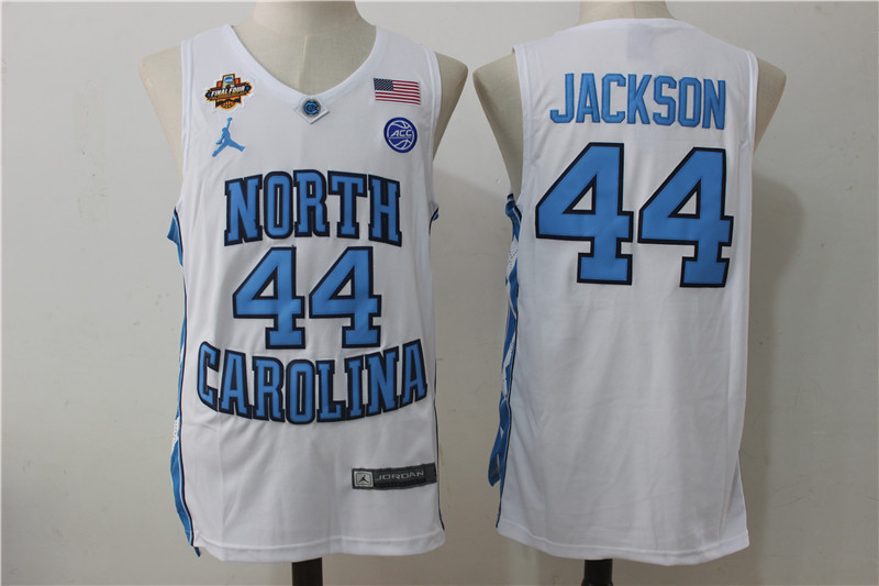 2017 NCAA Champions Patch North Carolina 44 Justin Jackson White Basketball Stitched NCAA Champions Jersey