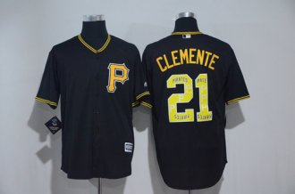 2017 New Pittsburgh Pirates Mens Jerseys 21 Roberto Clemente Black COOL BASE Baseball Jersey