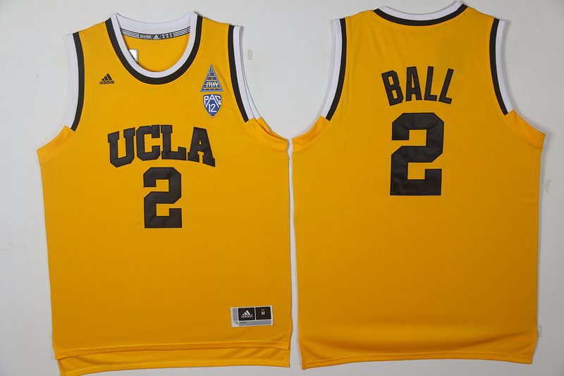 2017 UCLA Bruins Lonzo Ball 2 College tees Authentic Yellow Jersey